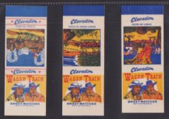 Trade cards, Clevedon Confectionery Wagon Train Western Series, 48/60 uncut Sweet Matchbook
