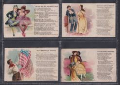 Cigarette cards, USA, Blackwell's Durham Tobacco Co, Illustrated Songs, 'P' size, four cards all