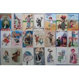 Postcards, Glamour, a selection of approx. 56 cards inc. Xavier Sager, Art Nouveau, Kirchner La