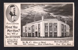 Postcard, Advertising, RP, The Criterion B & B College St. with NBC Ales, Northampton, unusual (gd)