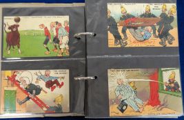 Postcards, Comic, a Tom Browne illustrated comic collection of approx. 136 cards in modern album.
