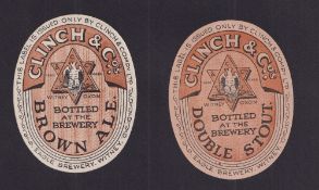 Beer labels, Clinch & Co, Eagle Brewery, Witney, 2 vertical oval labels, Brown Ale, 78mm high and