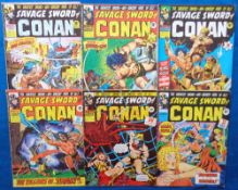 Comics, Savage Sword of Conan, 12 editions to comprise Nos 4, 5, 6 (some staining to cover), 7, 8,