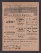 Football programme, Reading v WBA, 10 Sep 1927, Division 2, (ex-binder, gd)
