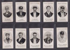 Cigarette cards, Taddy, County Cricketers, Worcestershire, (set, 14 cards) (mixed condition, fair/