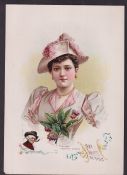 Tobacco advertising, USA, Allen & Ginter, Actresses with Flowers, type card, large, A4 size,