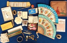 Collectables, a selection of 19th to mid 20thC items to include handmade needle roll, silver and