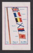 Trade card, Martin Mitchell Ltd, Stafford, Army Pictures, Cartoons etc, 'The Flags of the Allies' (