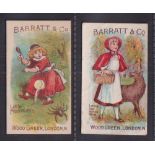 Trade cards, Barratt's, Characters from Nursery Rhymes, ref. H17, two cards, Little Miss Muffett and