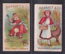 Trade cards, Barratt's, Characters from Nursery Rhymes, ref. H17, two cards, Little Miss Muffett and