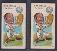 Cigarette cards, Major Drapkin, The Game of Sporting Snap, Baseball, number 24 The Catcher, two