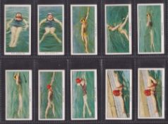 Cigarette cards, Swimming Diving & Lifesaving, 2 sets one by Ardath, the other by Ogden's (some