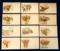 Trade cards, Nestle, Military Scenes, artist drawn images showing British & Colonial Regiments in