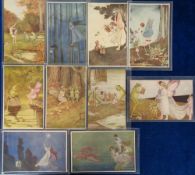 Postcards, a selection of 10 cards of 'Elves and Fairies' illustrated by I R & G Outhwaite from