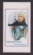 Trade card, W. J. Palmer, Army Pictures, Cartoons etc, 'Dreadnoughts, Past & Present' (vg) (1)