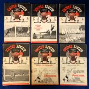 Football programmes, Manchester United, six 1940's Home programmes, v Arsenal 47/48, Preston 47/