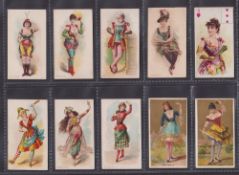 Cigarette cards, USA, Kimball, 21 cards from various series, Beauties Set 2 p/c inset, Ballet Queens