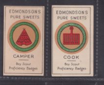 Trade cards, Edmondson, Boy Scout Proficiency Badges, two cards, Camper & Cook (gd) (2)