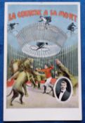 Postcard, Circus Advert, La Course a la Mort, Cyclist & Lions, for Jackson’s Circus, scarce, (vg) (