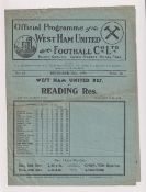 Football programme, West Ham Res v Reading Res, 25 Dec 1936, London Combination, (some sl creasing