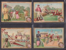 Trade cards, Liebig, 2 sets S494 Sports III (German), S495 Winter Sports (French) (gd)