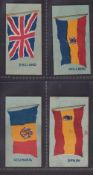 Trade cards, Barratt's, National Flags, ref. HB57, four cards, England, Holland, Roumania & Spain (