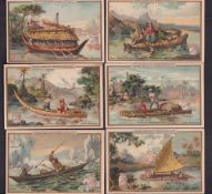 Trade cards, Liebig, Boats II, ref. S370, German edition (set, 6 cards) (gd/vg)