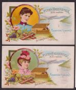 Tobacco issues, USA, National Tobacco Works, four non-insert advertising cards for 'Piper-
