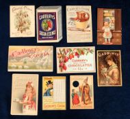 Trade advertising, Cadbury's, a selection of 10 advertising items, mainly postcard size inc. adverts