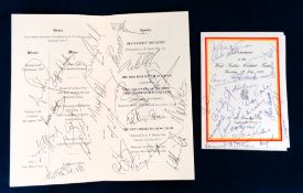 Cricket autographs, West Indies, two Menu cards from the Tours held in 1973 & 2000, both with