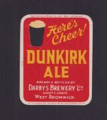 Beer label, Darby's Brewery Ltd, West Bromwich, vertical rectangular label, 78mm high (gd) (1)