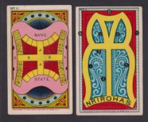 Cigarette cards, USA, Duke's, Puzzle Series, 'X' size, two cards, no 1 & no 11 (gd) (2)