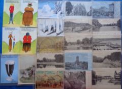 Postcards, HTL, a mix of approx. 38 cards, with cut-outs (approx. 16), mostly churches, cottages,