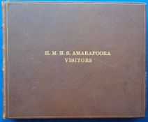 Militaria, H.M.H.S. Amarapoora leather bound Visitors book containing many 100s of signatures. The