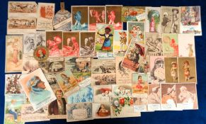 Trade cards, USA, a collection of 50+, non insert, early tobacco & cigars store advertising cards,