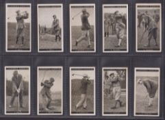 Cigarette cards, Churchman's, Famous Golfers (set, 50 cards) includes Bobby Jones (x2, different),