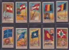 Cigarette cards, USA, Allen & Ginter Naval Flags (set 50 cards) (mixed condition, 6 cards with