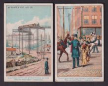 Cigarette cards, USA, Buchner, New York City Scenes, 'X' size, two cards, ref. N287, Elevated R.