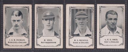 Trade cards, Barratt Famous Cricketers 1930-31 BAR-225 (24/25, missing no. 5) (fair / near gd, a few