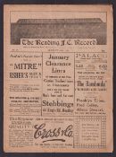 Football programme, Reading v Tottenham Hotspur, 12 January 1929, FA Cup (slight tears, some