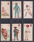 Cigarette cards, India, Star Tobacco Co, Indian Native Types (P/C inset), six cards, AS, 3S, 4S, 9S,