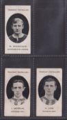 Cigarette cards, Taddy, Prominent Footballers (London Mixture), three cards, W. Woodcock, Manchester