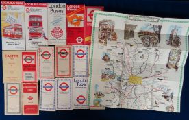 Transportation, London Underground, Tube and Bus Maps, 17 maps to include Underground No1 1945 (