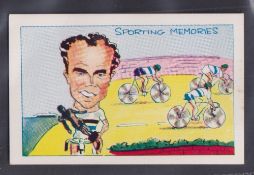 Trade card, Clevedon Confectionery, Sporting Memories XL sized type card black back no. 11 Reg