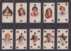 Cigarette cards, USA, American Tobacco Co, Beauties Playing cards (set 53 cards including Joker) (