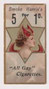 Cigarette card, Harris, Star Girls, type card, horizontal back, 'American Blend Tobacco', ref.