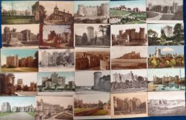 Postcards, a collection of approx. 210 cards featuring mainly UK bridges (110) and castles (100).