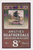 Tobacco advertising, Anstie, advertising postcard for Anstie's Heatherdale Smoking Mixture,