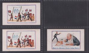 Trade cards, J.F. Mearbeck & Co, Army Pictures & Cartoons etc, three type cards with back