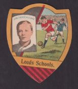 Trade cards, Baines, Football, shield shaped card for 'Leeds Schools' with J.W. Tegerdine inset (vg)